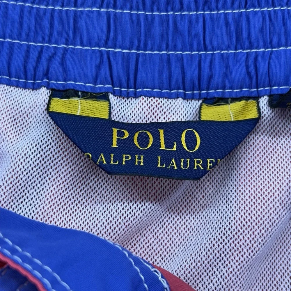 Polo Ralph Lauren Swim Trunks Men Size Large Coral Pink Drawstrings Summer‎
